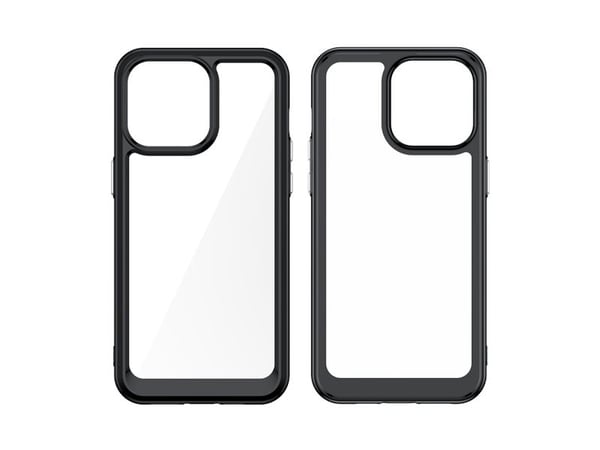 iPhone 15 Pro Max-etuiet med forsterket ramme og fleksibel ramme, Outer Space, svart