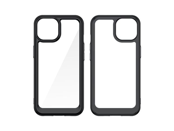 Hurtel forsterket etui med fleksibel ramme til iPhone 15 Plus Outer Space - svart
