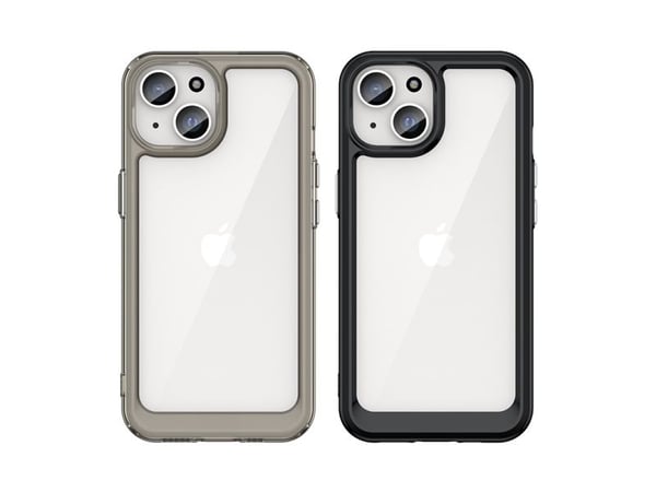 Hurtel forsterket etui med fleksibel ramme til iPhone 15 Plus Outer Space - svart