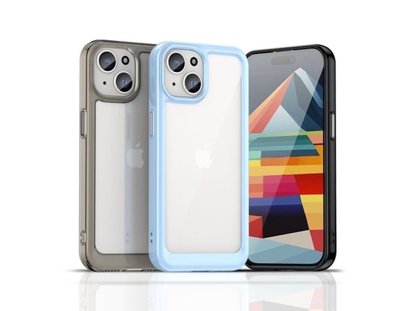 Hurtel forsterket etui med fleksibel ramme til iPhone 15 Plus Outer Space - svart