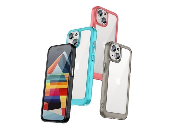 Hurtel forsterket etui med fleksibel ramme til iPhone 15 Plus Outer Space - svart