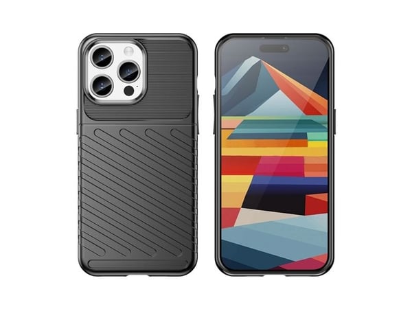 Pancerne etui iPhone 15 Pro Max Thunder-deksel - sort