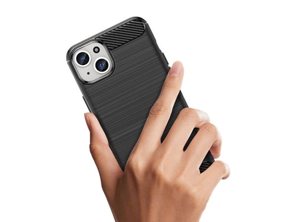 Joustava hiilikuvioinen kotelo iPhone 15 Plus Carbon Case - sininen