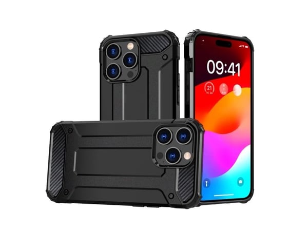 Pancerne etui til iPhone 15 Pro Hybrid Armor - sort