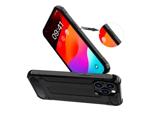 Pancerne etui til iPhone 15 Pro Hybrid Armor - sort
