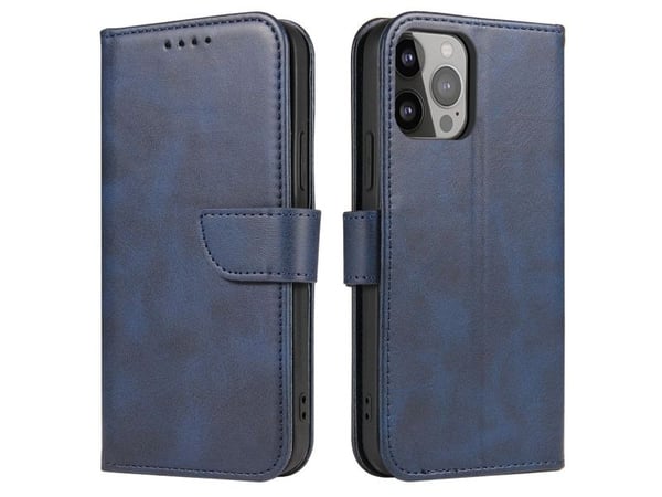 Plånboksfodral med stativ för iPhone 15 Plus Magnet - blå