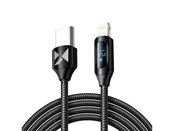 USB-C - Lightning-kaapeli Wozinsky WUCLC2 LED-näytöllä 36W 2m- musta