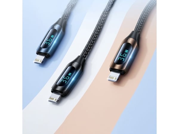 USB-C - Lightning-kaapeli Wozinsky WUCLC2 LED-näytöllä 36W 2m- musta
