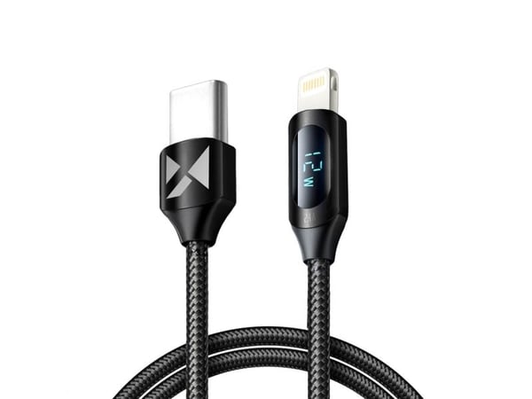 USB-C - Lightning-kaapeli Wozinsky WUCLC1 LED-näytöllä 36W 1m- musta