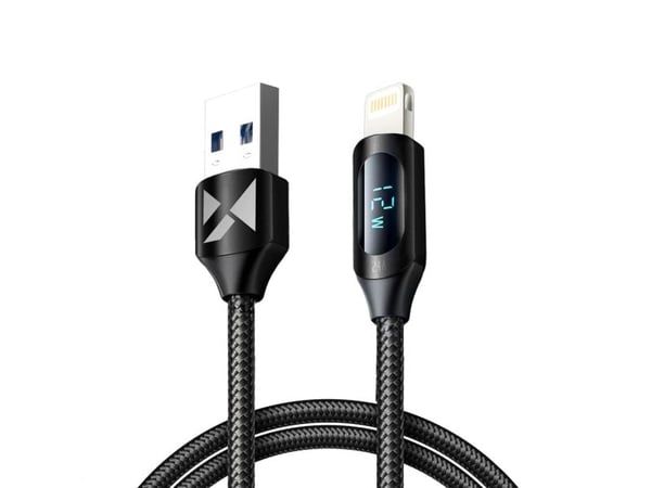 USB-A - Lightning-kaapeli Wozinsky WUALC1 LED-näytöllä 2.4A 1m- musta