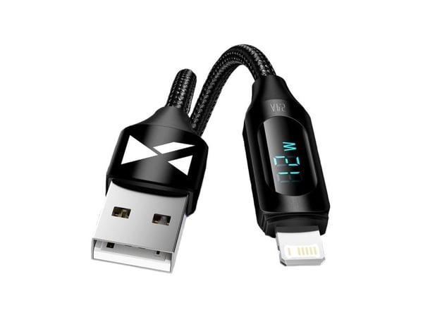 USB-A - Lightning-kaapeli Wozinsky WUALC1 LED-näytöllä 2.4A 1m- musta