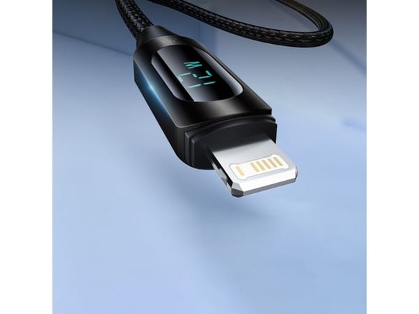 USB-A - Lightning-kaapeli Wozinsky WUALC1 LED-näytöllä 2.4A 1m- musta