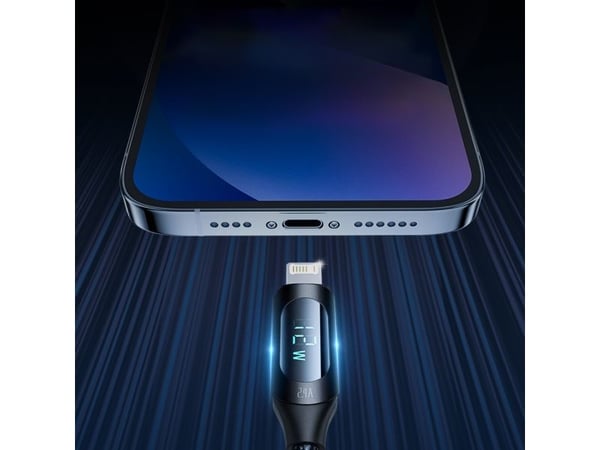 USB-A - Lightning-kaapeli Wozinsky WUALC1 LED-näytöllä 2.4A 1m- musta