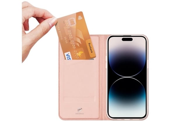 Dux Ducis-deksel til iPhone 15 Pro Max, deksel med klaff og lommebok Dux Ducis Skin Pro - rosa