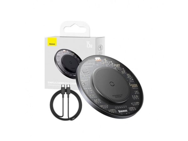Baseus BS-W530 induksjonslader 15W + USB-C-kabel - USB C 24W 1m - svart