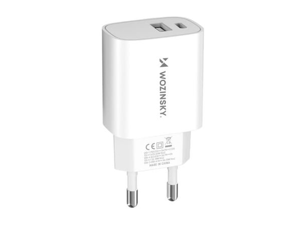 Wozinsky nettlader WGWCW USB-A USB-C 20W - hvit