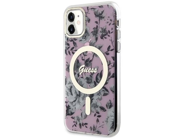 Guess GUHMN61HCFWSP iPhone 11 / Xr 6.1" pink/pink hardcase Flower MagSafe