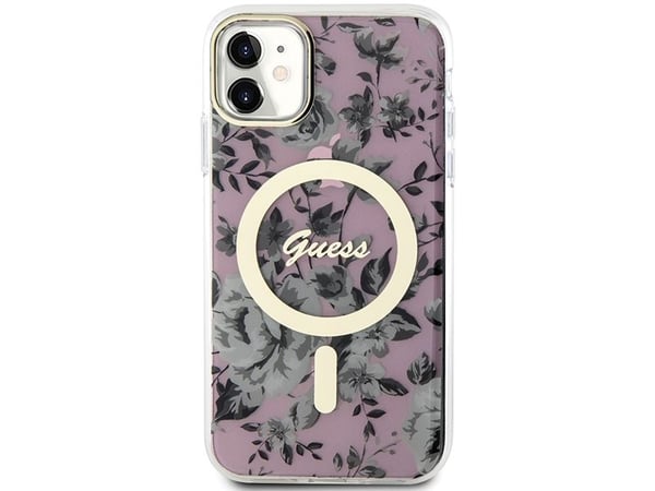 Guess GUHMN61HCFWSP iPhone 11 / Xr 6.1" pink/pink hardcase Flower MagSafe