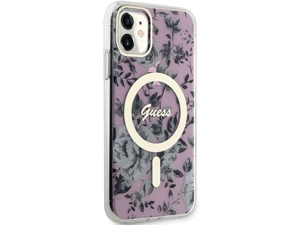 Guess GUHMN61HCFWSP iPhone 11 / Xr 6.1" pink/pink hardcase Flower MagSafe