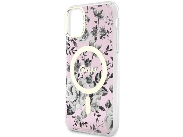 Guess GUHMN61HCFWSP iPhone 11 / Xr 6.1" pink/pink hardcase Flower MagSafe