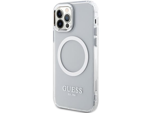 Guess metall kontur MagSafe-etui til iPhone 12 / iPhone 12 Pro - sølv
