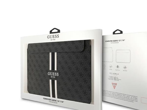 Guess sleeve-etui GUCS14P4RPSK 14" svart 4G trykte striper