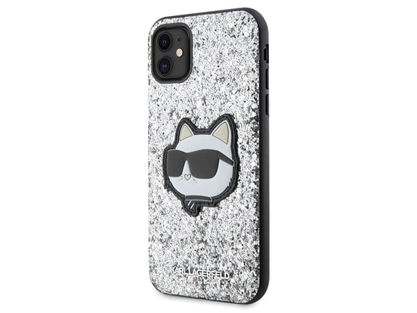 Karl Lagerfeld KLHCN61G2CPS iPhone 11/Xr 6,1" hardcase sølv/sølv glitter Choupette-patch