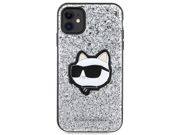 Karl Lagerfeld KLHCN61G2CPS iPhone 11/Xr 6,1" hardcase sølv/sølv glitter Choupette-patch