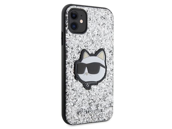 Karl Lagerfeld KLHCN61G2CPS iPhone 11/Xr 6,1" hardcase sølv/sølv glitter Choupette-patch