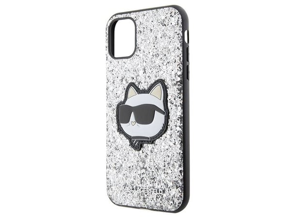 Karl Lagerfeld KLHCN61G2CPS iPhone 11/Xr 6,1" hardcase sølv/sølv glitter Choupette-patch