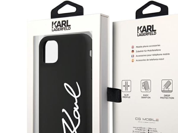 Karl Lagerfeld KLHCN61SKSVGK hårdskal i silikon signatur till iPhone 11 / XR 6,1" - svart/svart