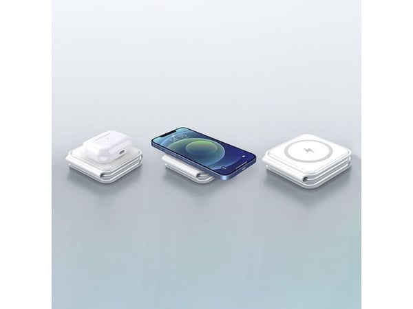 Dudao 3-i-1 trådlader for 3 enheter samtidig 15W hvit