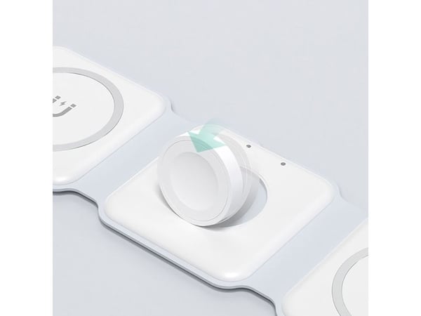 Dudao 3-i-1 trådlader for 3 enheter samtidig 15W hvit