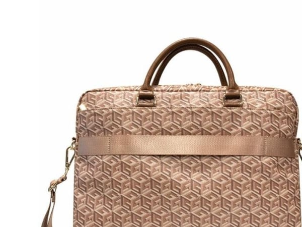 Guess bærbar veske 16" GCube Stripes beige (GUE002884)