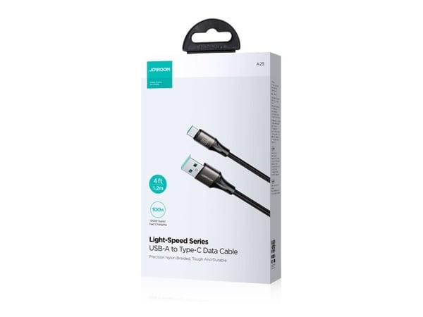 Joyroom Cable Light-Speed Series USB-A - USB-C rask overføring 100W 1,2m svart Kabel Light-Speed Series USB-A - USB-C hurtigoverføring 100W 1,2m svart