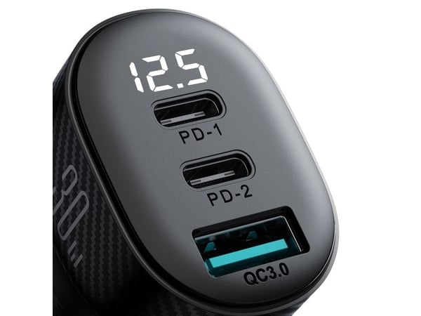 Joyroom billader Joyroom JR-CCD04 30W 2x USB-C/USB-A med skjerm - svart