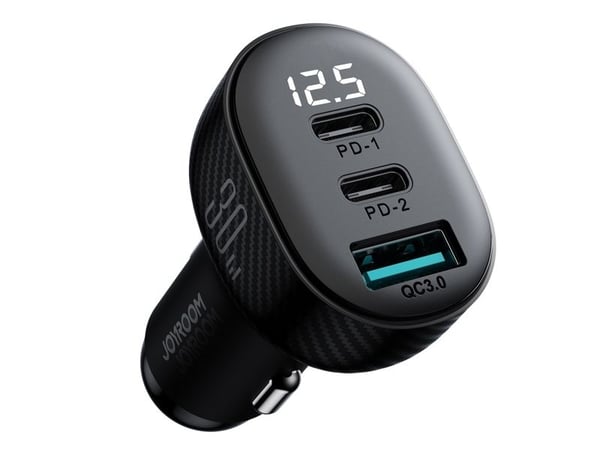 Joyroom billader Joyroom JR-CCD04 30W 2x USB-C/USB-A med skjerm - svart