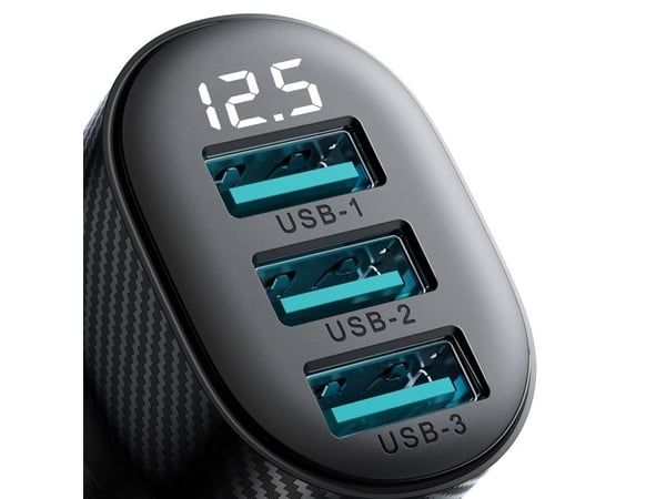 Joyroom JR-CCD03 3.4A billader med 3x USB-A skjerm - svart
