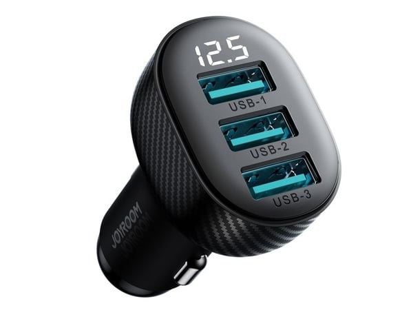 Joyroom JR-CCD03 3.4A billader med 3x USB-A skjerm - svart