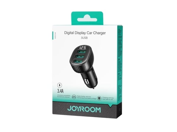 Joyroom JR-CCD03 3.4A billader med 3x USB-A skjerm - svart