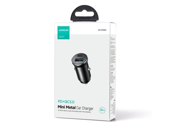 Joyroom Mini bil­lader JR-CCN05 30W, USB-A til USB-C - svart