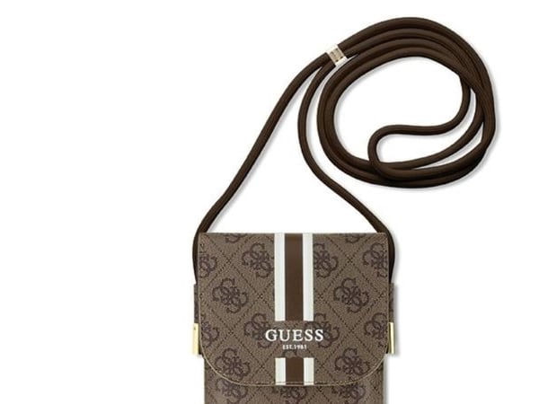 Guess 4G Stripes crossbody-veske til telefon (brun)