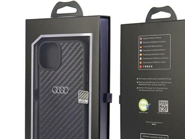 Audi karbonfiber-etui til iPhone 14 6,1" - svart/svart hardcase AU-TPUPPCIP14-R8/D2-BK