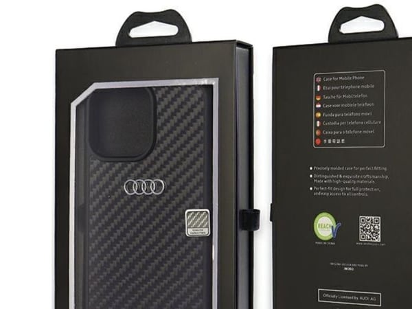 Audi karbonfiber hardcase til iPhone 14 Pro Max 6,7" - svart/svart AU-TPUPCIP14PM-R8/D2-BK