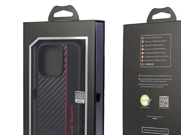 Audi karbonfiberstripe hardcase til iPhone 13 Pro Max 6,7" svart/svart AUS-TPUPCIP13PM-R8/D1-BK