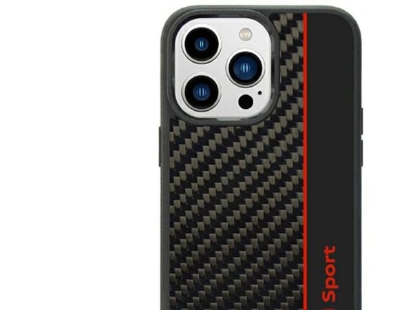 Audi carbon fiber Stripe hardcase til iPhone 14 Pro 6,1" - svart/svart AUS-TPUPCIP14P-R8/D1-BK