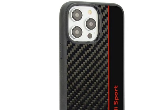 Audi carbon fiber Stripe hardcase til iPhone 14 Pro 6,1" - svart/svart AUS-TPUPCIP14P-R8/D1-BK