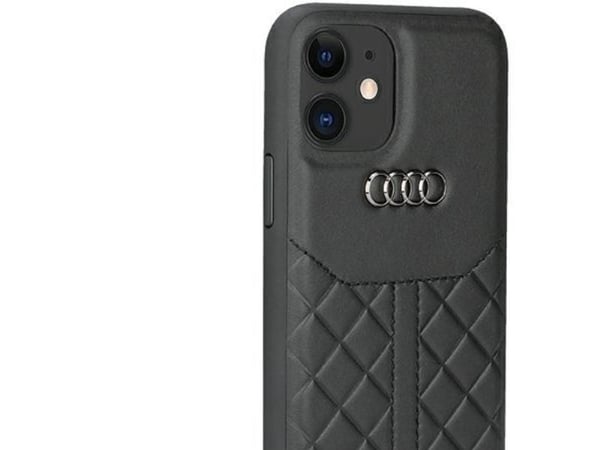 Audi ekte skinn hardcase til iPhone 11 / Xr 6.1" - svart/svart