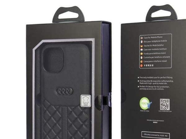 Audi ekte skinn hardcase til iPhone 11 / Xr 6.1" - svart/svart