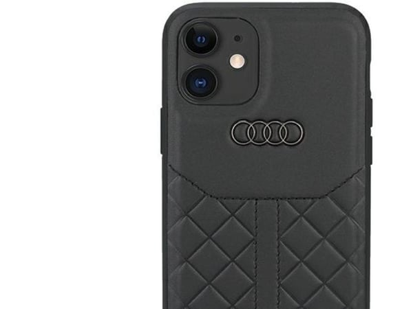 Audi ekte skinn hardcase til iPhone 12/12 Pro 6.1" - svart/svart (AU-TPUPCIP12P-Q8/D1-BK)